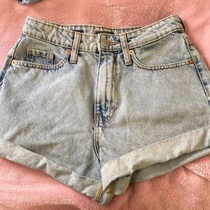 Acid wash denim shorts